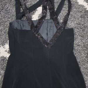 Niteline Stylish Black Dress with Beaded Straps Size 12